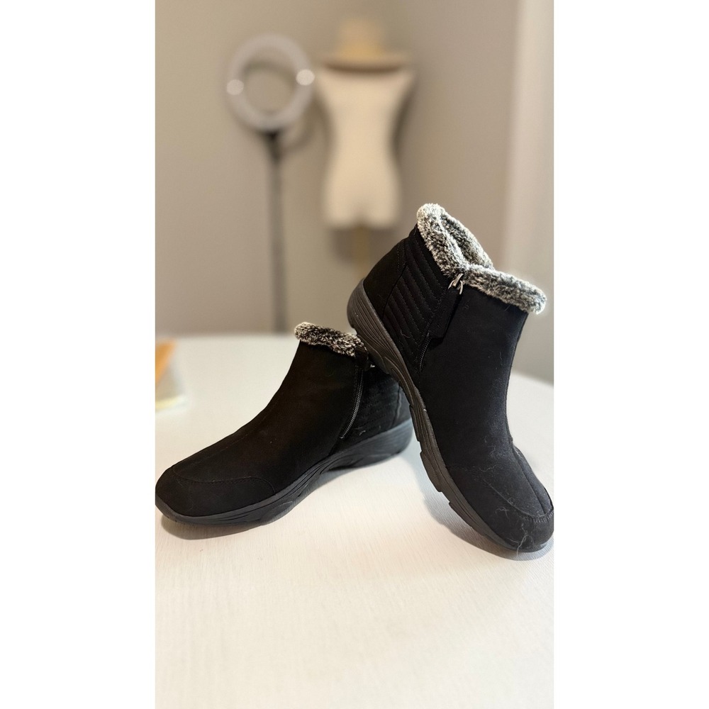 Easy Spirit Sevelinot2-J Womens Black Faux Fur Trim Ankle Boots Size 8.5 M